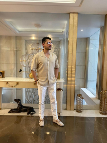 The Boozy Button Jackson Formal Cream Linen Shirt