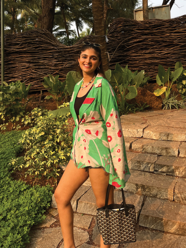 The Boozy Button Cutie Floral Green Cotton Silk Top