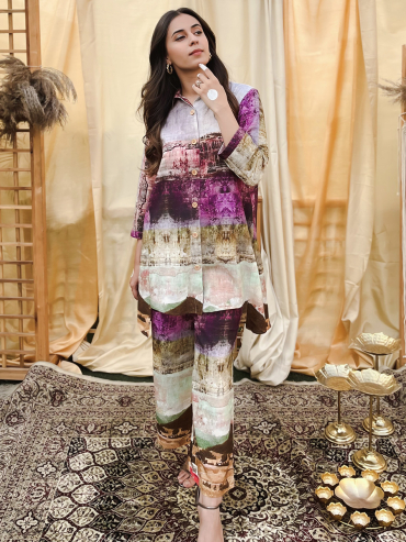 The Boozy Button Jasmine Purple Linen Musk Linen Co Ord Set