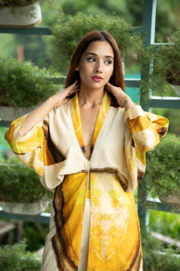 The Boozy Button Sultan Yellow Linen Co Ord Set