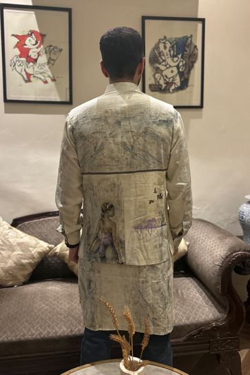 The Boozy Button Heart In Cabanna Men'S Grey Cotton Silk Waist Coat