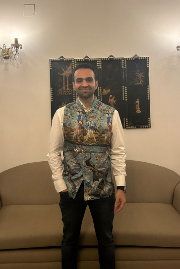 The Boozy Button Father Ocean Men'S Blue Cotton Silk Waist Coat