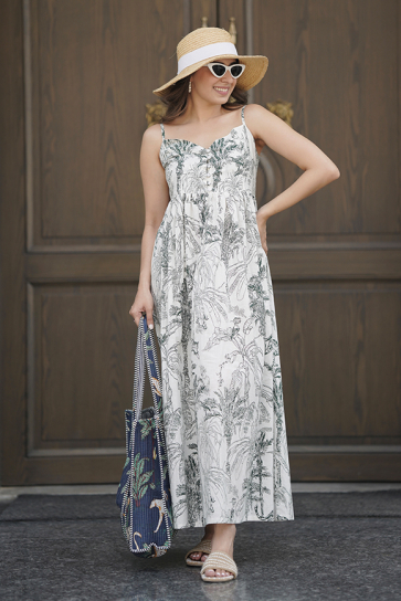 The Boozy Button Jalebi Summer White Cotton Dress