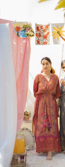 Nazakat Pink Banarasi Winter Kaftan