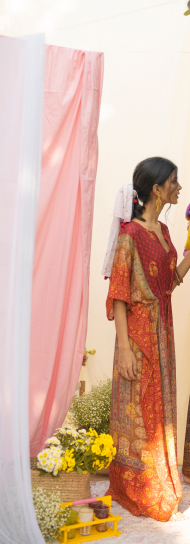 Rust Banarasi Winter Kaftan