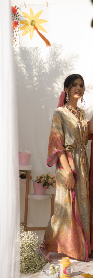 Royal Green Banarasi Winter Kaftan