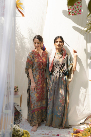 Royal Blue Banarasi Winter Kaftan