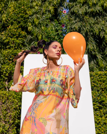 Orange Pink Kaftan Pant set