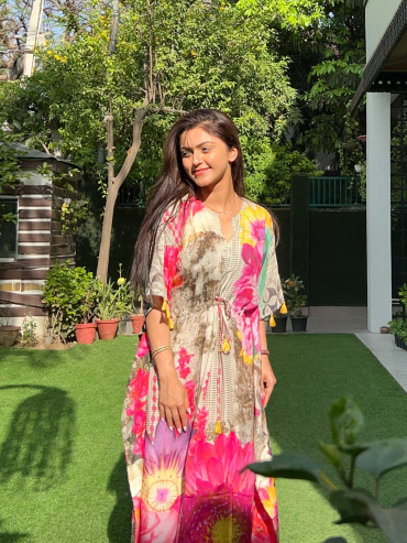 Monochrome Bloom Long Kaftan