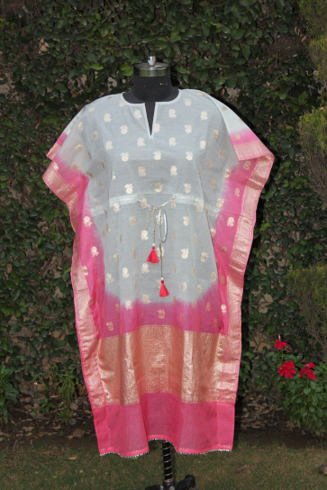 Festive Pink Blue Kaftan