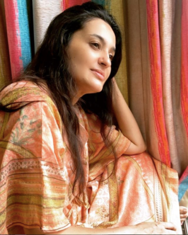 Light Orange Cotton Printed Kaftan