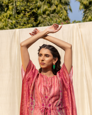 Pink Printed Cotton Kaftan