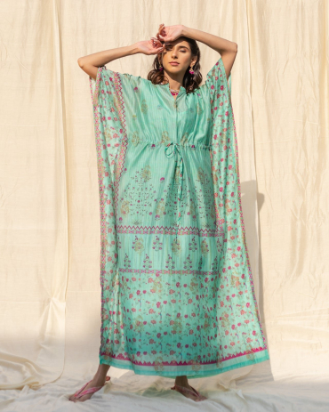 Blue Banarasi Kaftan