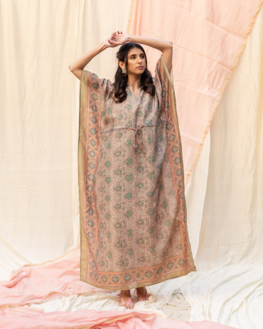 Earthy Toned Printed Cotton Kaftan