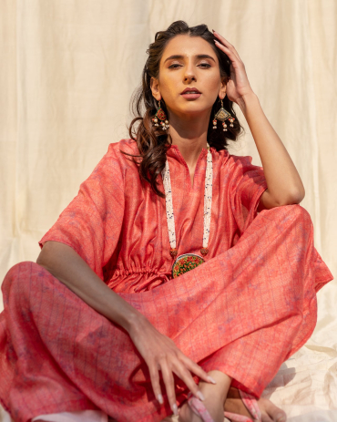 Orange Pink Cotton Kaftan