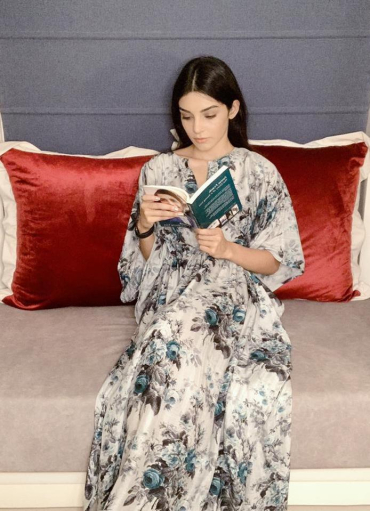 Exotic Blue and Black Cotton Kaftan