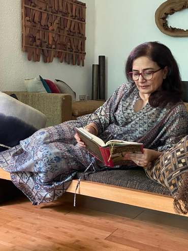 Blue Cotton Kaftan With Motifs