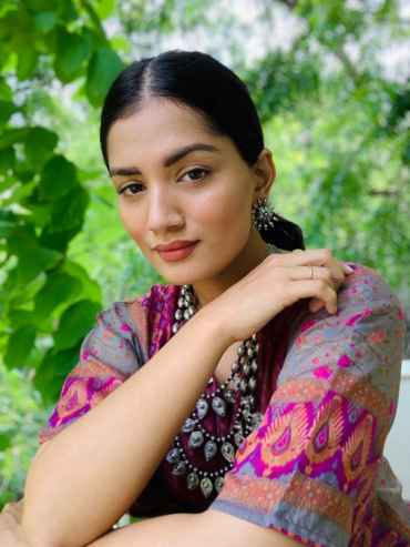 Pink Cotton Kaftan With Centre Motif