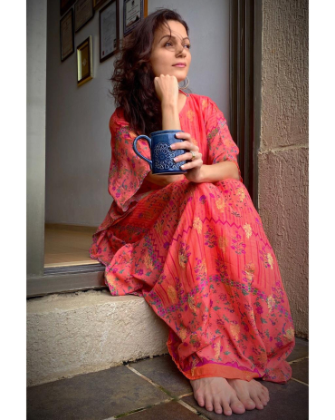 Pink Banarasi Kaftan