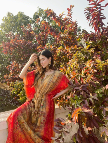 Rose Banarasi Kaftan