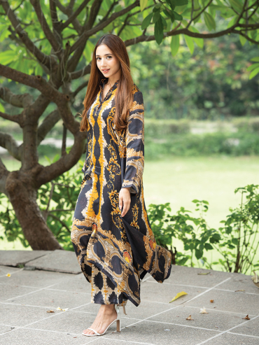 The Boozy Button Aabida Black Cotton Silk Suit Set