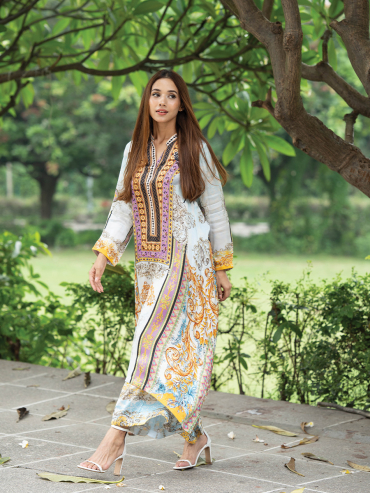 The Boozy Button Rishana White Cotton Silk Suit Set