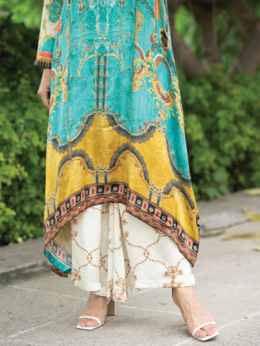 The Boozy Button Soha Blue Cotton Silk Kurta Pant