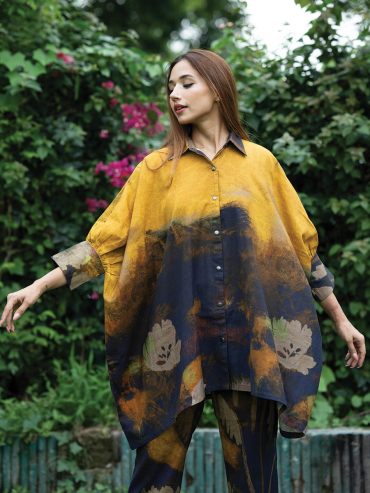 The Boozy Button Spain Yellow Linen Co Ord Set Plus Size