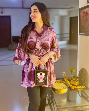 The Boozy Button Charlie Purple Cotton Silk Top Plus Size