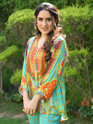 The Boozy Button Cinderella Sky Blue Cotton Silk Co Ord Set