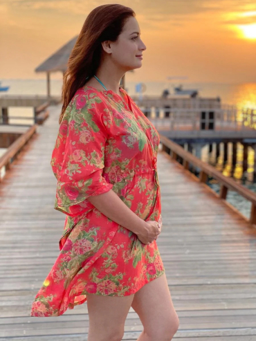 The Boozy Button Red Cotton Silk Kaftan Leisure Set Plus Size