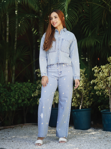 The Boozy Button Daisy Me Blue Premium Quality Denim Denim Co Ord Set