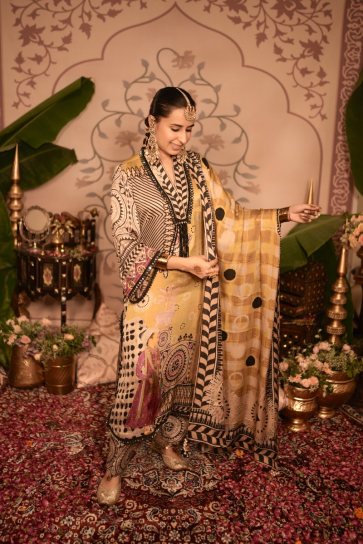 The Boozy Button Kheer Yellow Cotton Silk Kurta Pant Dupatta