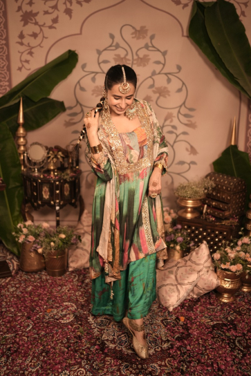 The Boozy Button Rasmalai Green Cotton Silk Kurta Pant Dupatta