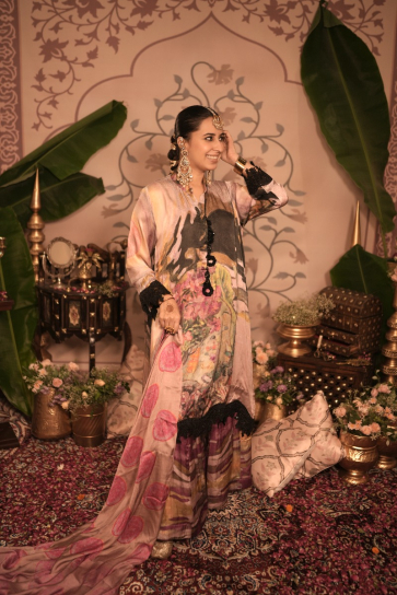 The Boozy Button Ghevar Pink Cotton Silk Kurta Pant Dupatta