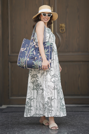The Boozy Button Jalebi Summer White Cotton Tote Bag