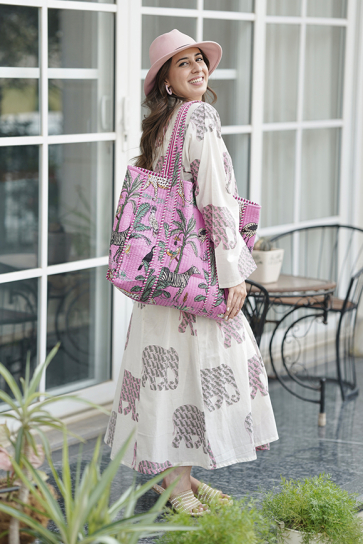 The Boozy Button Imperial Elephant White Cotton Tote Bag