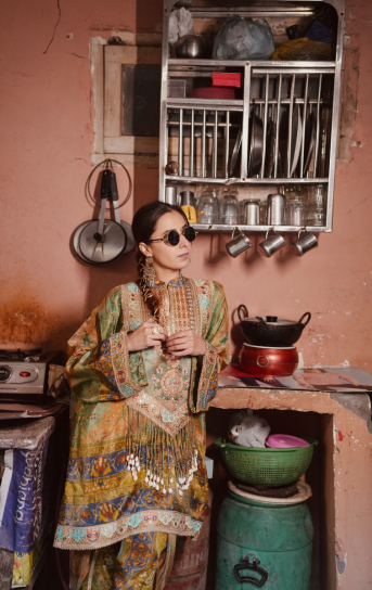The Boozy Button Antidote Yellow Brocade Silk Kaftan Salwar