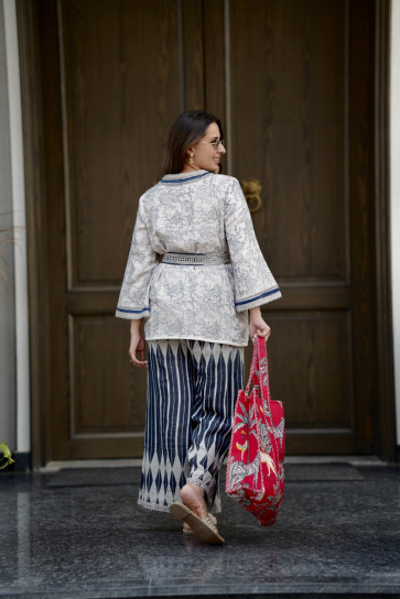 The Boozy Button Majestic White Linen Linen Co Ord Set Plus Size