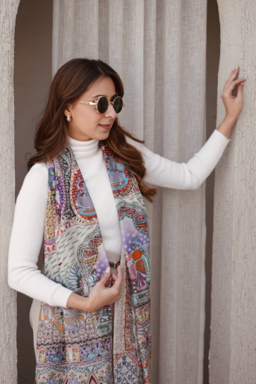 The Boozy Button Ayaan Grey Woollen Pashmina Shawl