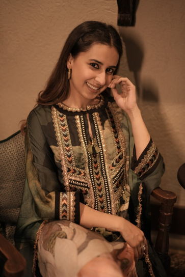 The Boozy Button Kaafirana Black Silk Kaftan Dress