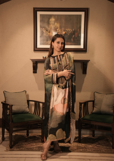 The Boozy Button Kaafirana Black Silk Kaftan Dress