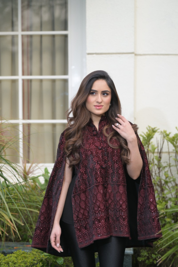 The Boozy Button Catching Fire Purple Velvet Cape Set