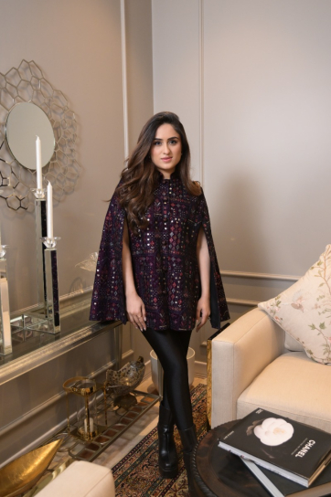 The Boozy Button Love Story Purple Velvet Cape Set