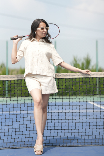 The Boozy Button Gym Class Tonight Organi White Cotton Co Ord Set Plus Size