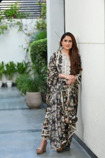 The Boozy Button Geet Black Linen Kurta Pant