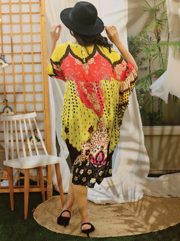 The Boozy Button Harrods Yellow Cotton Silk Dress