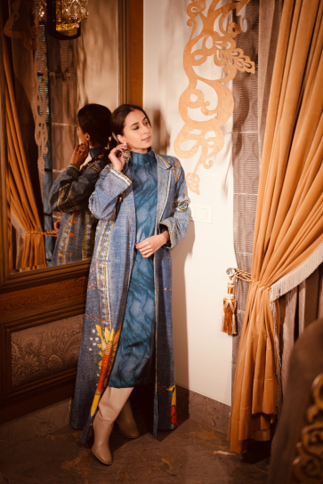 The Boozy Button Heeriye Blue Cotton Silk Blazer And Dress