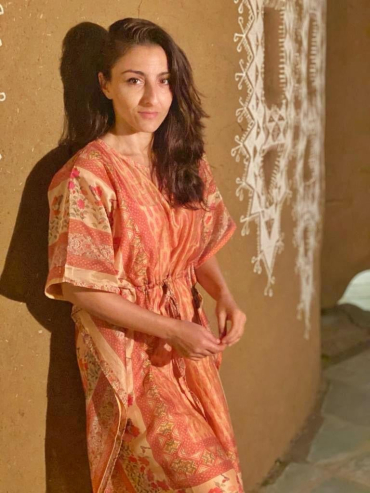 Pink Bordered Cotton Kaftan