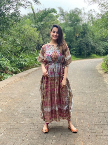 Sea Blue Handcrafted Cotton Printed Kaftan